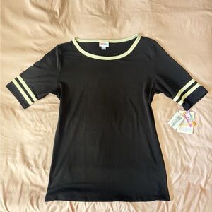 LuLaRoe Black Tee with Cream Trim